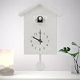 Minimalistische Kuckucksuhr Mit Chimer Und Pendel - Vogelhaus, Batteriebetriebene Wanduhr für Wandkunst, Zuhause, Wohnzimmer, Küche, Büro, Dekoration (Weiß)