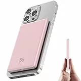 Ultra Slim iPhone Powerbank für Magsafe, Magnetische Power Bank Induktives Laden 5000mAh, 20W Schnellladung Wireless Externe Handyakkus Kabelloses Akkupack für iPhone 17/16/15/14/13/12, Roségold