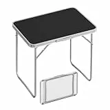 WOLTU Campingtisch mit Aluminiumrahmen Griff, Gartentisch aus MDF, Reisetisch klappbar, für Picknick Strand im Freien, 70 x 60 x 50 cm (B x H x T), Schwarz