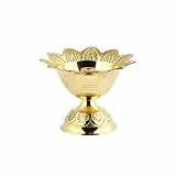 Shubhkart Messing-Öllampe für Puja/Brenner, Diwali Pooja, Indische Pooja-Öllampe, Goldene Diya-Lampe, 7,6 cm Devas, Graviertes Blumenmuster