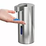 Fachixy Automatischer Seifenspender, 340ml Edelstahl Elektrischer Seifenspender mit Sensor, 3-Stufig Einstellbar Berührungslos, USB Wiederaufladbar für Bad, Küche