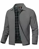 donhobo Übergangsjacke Herren Bomber Jacke Leicht Sommer Jacke Cargo Arbeitsjacke Outdoor Sport Freizeitjacke mit Innentasche Dunkelgrau L