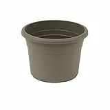 greemotion Pflanzkübel Fiona, UV-Beständiger Blumentopf aus Kunststoff, Pflanzgefäß mit Bodenlöchern, Volumen ca. 96 l, ca. Ø 70 x H 49,5 cm, Taupe