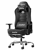 AutoFull C3 Gaming Stuhl Ergonomisch | Gaming Chair mit 2D-Armlehnen, Fußstütze, Kopfstütze & Lendenkissen | 150 kg Belastbarkeit | Bequemer Stoffbezug (Schwarz)