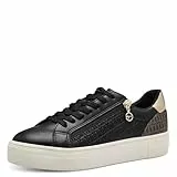Tamaris Damen Low-Top Sneaker, Frauen Sneaker,Wechselfußbett,Comfort Lining,feminin,Heart and Sole,Lifestyle,modisch,modern,Black/Gold,38 EU