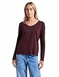 Street One Damen 3228116 Langarmshirt in Unifarbe, Wildberry red, 44