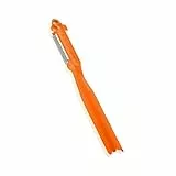 Börner Kombischäler • Universalschäler mit rostfreier Edelstahl-Klinge • Sparschäler für Gemüse & Obst • Gemüseschäler für schälen, ausstechen & garnieren • Schäler (Orange)