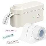 Makeid Etikettendrucker L1, Bluetooth Etikettiergerät & Beschriftungsgerät Selbstklebend (SD-Version, Beige+W2T1)