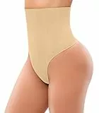 SIMIYA Bauchweg Unterhose Damen Miederhose,Hohe Taille Nahtlos Shapewear Bauch Weg Bauchkontrolle Unterwaesche Body Shaper Miederslips Figurformende Tanga Unterwäsche (Beige, L)