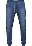 Urban Classics Herren Knitted Denim Jogpants Sporthose, Blau (Blue Washed 799), XL