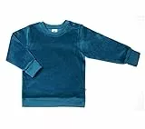 Leela Cotton Baby Kinder Nicky Sweatshirt Bio-Baumwolle 6 Farben Wählbar Jungen Mädchen Langarmshirt T-Shirt Gr. 62/68 bis 116 (74-80, donaublau)