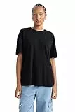 DeFacto Women's B0648AX T-Shirt, Black, XX-Large