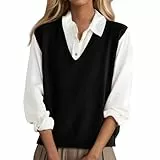 Generic Damen Weste Schwarz Taillierte V-Ausschnitt Ärmellos Polyester Frühling Erwachsene Frauen S