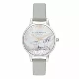 Olivia Burton Analog Quarzuhr für Damen Kollektion Winter Wonderland mit Graues Lederarmband - OB16WL86