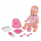 Simba 105039005 - New Born Baby Puppe, für Kinder ab 3 Jahren, Spielpuppe mit Funktionen, kann Trinken und PIPI Machen, 8 Teile, mit Babypuppe & Zubehör