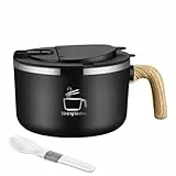 304 Edelstahl Instant Schüssel Groß 1200 Ml, Ramen Schüssel Mit Deckel, Mit Löffel, Für Nudeln, Pasta, Obst, Nudelsalat Und Reisschale (Schwarz)
