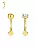 PiercingJak Bauchnabelpiercing Gold Chirurgenstahl Barbell Rook Piercing Banane mit Kugel Glitzer Zirkonia Innengewinde Bauchnabel Ring 10mm 14G Nabelpiercing für Frauen Mann Körper Schmuck