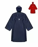 HOCK Wander Regenponcho 'Wetter AS Klima' mit langen Ärmeln - Der Atmungsaktive Wanderponcho für Damen und Herren - Regencape für Wandern mit Rucksack - Blau - L