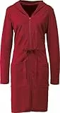 Erwin Müller Damen-Bademantel Limbach mit Kapuze Leichtfrottier weinrot Größe 40/42