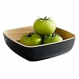 APS „Frida“, nahezu unzerbrechliche Melamin Schale, stabile Kunststoff Schüssel, 16,5 x 16,5 x 5,5 cm, Müslischale, Salatschüssel, stapelbar, innen Holzoptik, schwarz, spülmaschinengeeignet