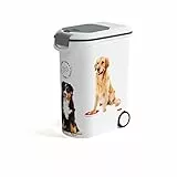 Curver Futter-Container 54 L, Love Pets Hunde, Weiß/Grau, 49,3 x 27,8 x 60,5 cm, 20 kg