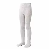 STEVEN Kinder Strumpfhose 240 DEN aus Baumwolle, atmungsaktiv, Kinderstrumpfhosen für Jungen und Mädchen Hellgrau Meliert/140cm-146cm