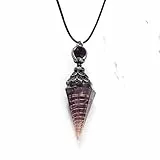 DAIJES Buntes Kristallpendel, Bronzeblume, geschmeidiger Naturkies, Harzfeder, sechseckiger Kegelanhänger, Halskette, Amethyst (Antikes Silber)