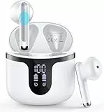 BHNYBWUL S47 Bluetooth 5.3 Kopfhörer, Stereo HiFi Immersive Wireless, 4 HD Mic in Ear, 50 Stunden Wiedergabe, IP7 Wasserdicht, Touch Control, USB-C, Weiß