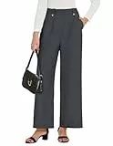GRACE KARIN Damen Taille Dehnbar Weites Bein Lang Lounge Palazzo Hose mit Taschen Dunkelgrau XL