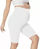 QGGQDD Kurze Umstandsleggings Damen Umstands Radlerhose Umstandshose Kurz Schwangerschaft Für Schwangere(Weiß,Large)