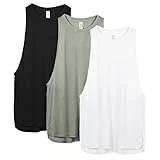 icyzone Damen Sport Top Locker - Atmungsaktive Fitness Shirt Muscle Tank Top Sport Oberteile, 3er Pack (M, Black/White/Grey)