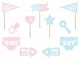 PartyDeco Foto-Props Gender Reveal, rosa/hellblau, 11-TLG.
