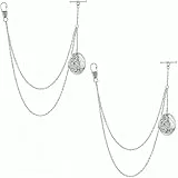 SUPERFINDINGS 2 STK Blumen Taschenuhrkette Aus Messing Abnehmbarer Medaillon Anhänger Uhrenkette Westenkette T Bar Uhrenkette Platin Uhrenkette Für Herren Anzug Hemd