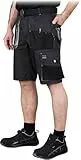REIS FORECO-TS BJS Arbeitsshorts für Herren, Cargo-Shorts, Sicherheitsshorts, Arbeitsshorts, Garten-Shorts, Grau-Schwarz-Hellgrau, Größe: L