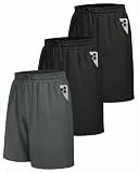 BOOJO 3er Pack Sporthose Herren Kurz Hosen mit Taschen Sport Shorts Schnell Trocknend Trainingshose für Gym Fitness(Schwarz*2/Dunkelgrau,L)