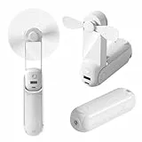 CNMTCCO Handventilator,5 in 1 Mini Ventilator,USB Akku [Bis zu 13-20 Stunden Kühlzeit]mit Hängendes Seil,Powerbank,Taschenlampe,Spiegel und Handyhalterung für Reisen,Sommer,Geschenke für Frauen (Weiß)
