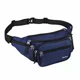 ProCase Bauchtasche Gürteltasche Wasserdicht Hüfttasche für Herren und Damen Klein Nylon Fanny Pack mit 6 Reißverschlusstaschen für Outdoor Reisen Sport Wandern Joggen Hundespaziergänge