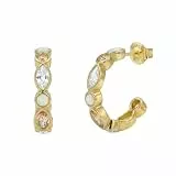 NOELANI - Damen Ohrringe 925 Silber - Vergoldet/Golden - mit Preciosa und Zirkonia - Creole - NOE-E0027