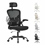 Farini Ergonomischer Stuhl mit Armlehne Büro Schreibtischstuhl mit Rollen Bequemer Home Office Stuhl, Schwarz