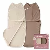 Momcozy Pucksack Baby 0-3 Monate, leiser Verschluss,Swaddle für frischgebackene Eltern, reduziert den Schreckreflex, unverzichtbar für Neugeborene 0-3 Monate, 2er-Pack, Khaki und Kaffeebraun