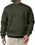 Meilicloth Pullover Herren Sweatshirt Herren ohne Kapuze Baumwolle Rundhals Sweatshirts Hoodie Basic Pulli Winter Männer Soft Langarm Sweatshirts A Moosgrün M