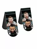 JSDDE 2er Personalisiert Lesezeichen mit Foto Gravur, Magnetisch Lesezeichen mit Bild, Personalisiert Geschenk zum Geburtstag Abschluss Abitur Einschulung (Größe: 30 * 140mm)