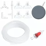 Pawfly Aquarium Luftschlauch Standard-Luftpumpenzubehör-Set mit Luftsteinscheiben-Verbindern, Saugnäpfen und Rückschlagventil Aquarium Luftschlauch 4/6mm für die Belüftung von Aquarien