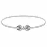 Cobee Skinny Metall elastischer Gürtel, Frauen Strass Taille Gürtel Bling Stretchy Diamant für Kleid Jeans(Silber)