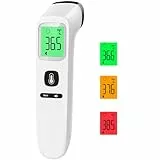 Fieberthermometer Kontaktlos Stirnthermometer, Digitales Infrarot Thermometer für Babys und Erwachsene mit sofortigen genauen Messwerten, Fieberalarm, LCD-Anzeige und 35 Speicherabruf (Creme)
