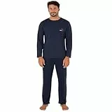 Moonline Herren Schlafanzug 100% Baumwolle Druckmotiv Anthrazit Dunkelblau Bordeaux M-3XL