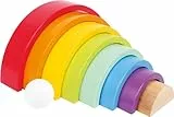 Small Foot Holzbausteine Großer Regenbogen aus Holz, Stapelspiel für Feinmotorik, ab 12 Monaten, 6969 Toys, Bunt
