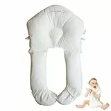 QJDFLL Baby Seitenlagerungskissen, Baby Kissen, Kopfstützkissen gegen Plattkopf,Lagerungshilfe für Kopf und Körper, Abnehmbar und Waschbar(Weiß,72X45X8CM)