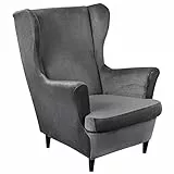 Mingfuxin Ohrensessel Überzug, 2-Teiliges Set Stretch Ohrensessel Kissen Sofa Schonbezüge, Samt Sessel-Überwürfe Flügel zurück Sesselbezüge Möbelschutz für Wohnzimmer Schlafzimmer Hotel