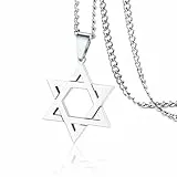 VASSAGO Davidstern Anhänger Halskette Salomon Sechsspitzer Stern Talisman Edelstahl Hexagramm jüdischer Israel Schmuck für Männer